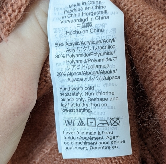 Madewell Alpaca Chelsea Pocket Pullover Knit Crop Box Sweater Peach Pink Size XS - Picture 10 of 10